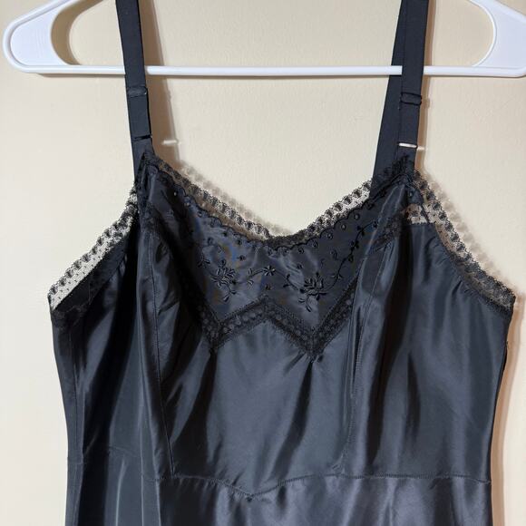 Barbizon Slip/Dress Black Babydoll Black Eyelet Lace 1950s Dark Whimsy Goth XS - Picture 5 of 12